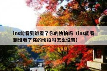 ins能看到谁看了你的快拍吗（ins能看到谁看了你的快拍吗怎么设置）