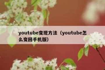 youtube变现方法（youtube怎么变回手机版）