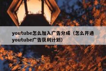 youtube怎么加入广告分成（怎么开通youtube广告获利计划）
