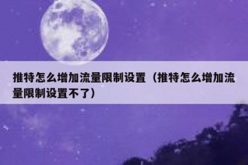 推特怎么增加流量限制设置（推特怎么增加流量限制设置不了）