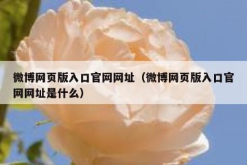 微博网页版入口官网网址（微博网页版入口官网网址是什么）