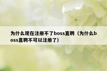 为什么现在注册不了boss直聘（为什么boss直聘不可以注册了）