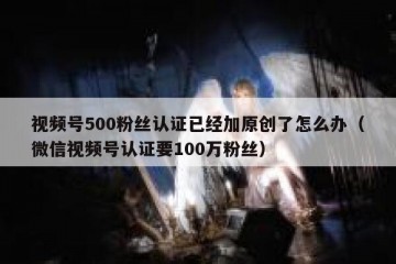 视频号500粉丝认证已经加原创了怎么办（微信视频号认证要100万粉丝）