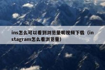 ins怎么可以看到浏览量呢视频下载（instagram怎么看浏览量）