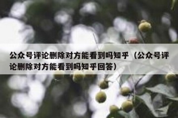 公众号评论删除对方能看到吗知乎（公众号评论删除对方能看到吗知乎回答）