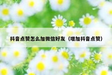 抖音点赞怎么加微信好友（增加抖音点赞）