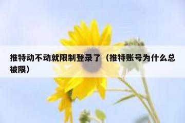 推特动不动就限制登录了（推特账号为什么总被限）