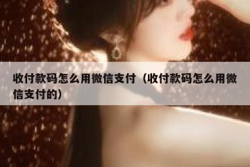 收付款码怎么用微信支付（收付款码怎么用微信支付的）