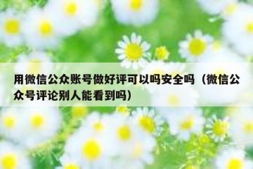 用微信公众账号做好评可以吗安全吗（微信公众号评论别人能看到吗）