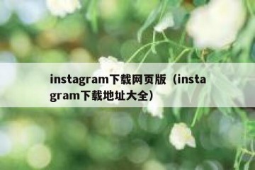 instagram下载网页版（instagram下载地址大全）