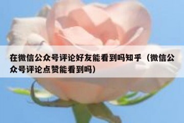 在微信公众号评论好友能看到吗知乎（微信公众号评论点赞能看到吗）