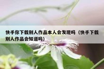 快手你下载别人作品本人会发现吗（快手下载别人作品会知道吗）
