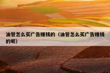 油管怎么买广告赚钱的（油管怎么买广告赚钱的呢）