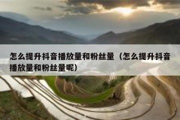 怎么提升抖音播放量和粉丝量（怎么提升抖音播放量和粉丝量呢）