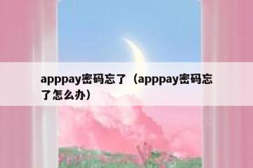 apppay密码忘了（apppay密码忘了怎么办）