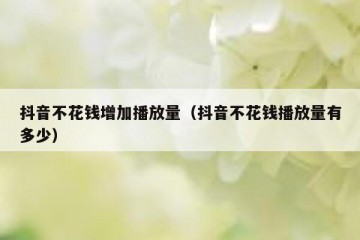 抖音不花钱增加播放量（抖音不花钱播放量有多少）