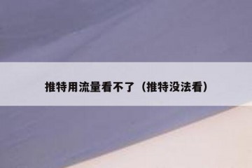 推特用流量看不了（推特没法看）