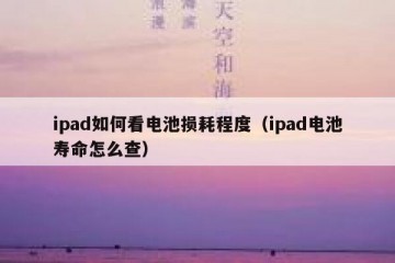 ipad如何看电池损耗程度（ipad电池寿命怎么查）