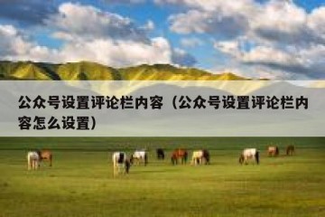 公众号设置评论栏内容（公众号设置评论栏内容怎么设置）