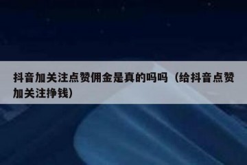 抖音加关注点赞佣金是真的吗吗（给抖音点赞加关注挣钱）