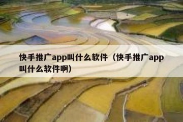 快手推广app叫什么软件（快手推广app叫什么软件啊）