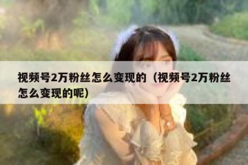 视频号2万粉丝怎么变现的（视频号2万粉丝怎么变现的呢）