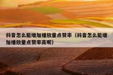 抖音怎么能增加播放量点赞率（抖音怎么能增加播放量点赞率高呢）