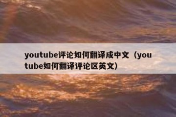 youtube评论如何翻译成中文（youtube如何翻译评论区英文）