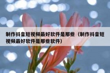 制作抖音短视频最好软件是那些（制作抖音短视频最好软件是那些软件）