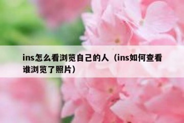 ins怎么看浏览自己的人（ins如何查看谁浏览了照片）