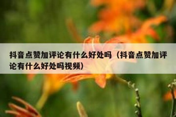 抖音点赞加评论有什么好处吗（抖音点赞加评论有什么好处吗视频）
