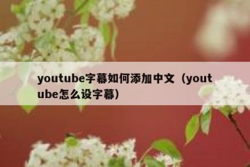 youtube字幕如何添加中文（youtube怎么设字幕）