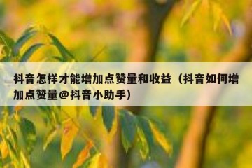 抖音怎样才能增加点赞量和收益（抖音如何增加点赞量@抖音小助手）