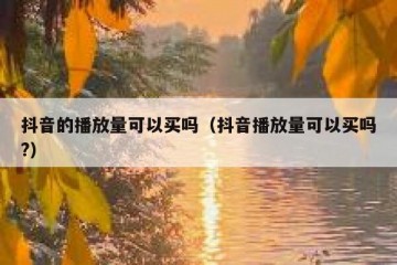 抖音的播放量可以买吗（抖音播放量可以买吗?）