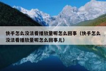 快手怎么没法看播放量呢怎么回事（快手怎么没法看播放量呢怎么回事儿）