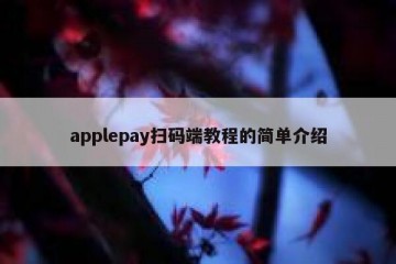 applepay扫码端教程的简单介绍