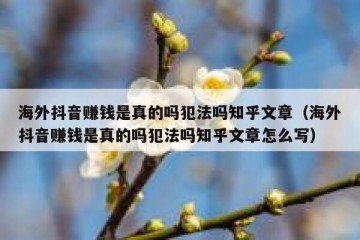 海外抖音赚钱是真的吗犯法吗知乎文章（海外抖音赚钱是真的吗犯法吗知乎文章怎么写）