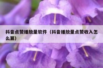 抖音点赞播放量软件（抖音播放量点赞收入怎么算）