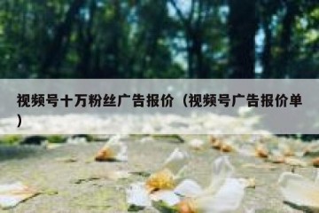 视频号十万粉丝广告报价（视频号广告报价单）