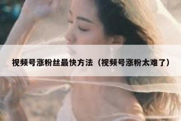 视频号涨粉丝最快方法（视频号涨粉太难了）