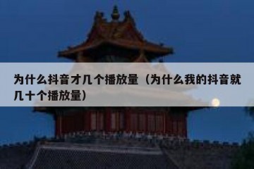 为什么抖音才几个播放量（为什么我的抖音就几十个播放量）