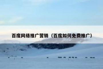 百度网络推广营销（百度如何免费推广）