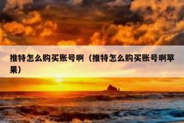 推特怎么购买账号啊（推特怎么购买账号啊苹果）