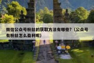 微信公众号粉丝的获取方法有哪些?（公众号有粉丝怎么盈利呢）
