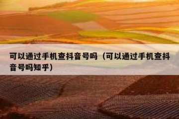 可以通过手机查抖音号吗（可以通过手机查抖音号吗知乎）