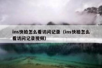 ins快拍怎么看访问记录（ins快拍怎么看访问记录视频）