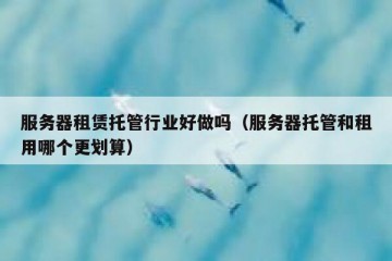 服务器租赁托管行业好做吗（服务器托管和租用哪个更划算）