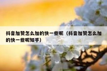 抖音加赞怎么加的快一些呢（抖音加赞怎么加的快一些呢知乎）