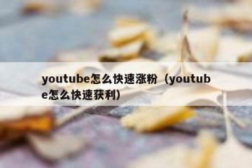youtube怎么快速涨粉（youtube怎么快速获利）