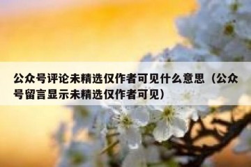 公众号评论未精选仅作者可见什么意思（公众号留言显示未精选仅作者可见）